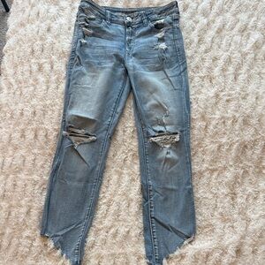 American Eagle Outfitters Light Blue Distressed Cropped Jeans